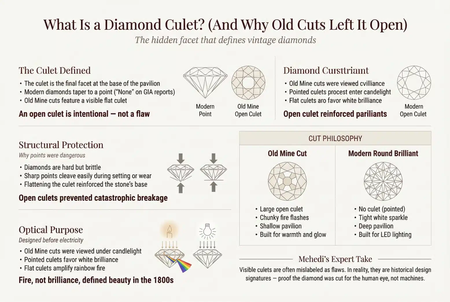 Old Mine Cut Diamonds: 2026 Price & Culet Secrets