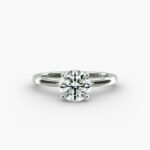 14K White Gold Claw Prong Solitaire Engagement Ring (Flush Fit)