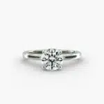 14K White Gold Claw Prong Solitaire Engagement Ring (Flush Fit)