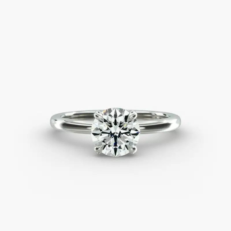 14K White Gold Claw Prong Solitaire Engagement Ring (Flush Fit)