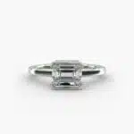 14K White Gold East West Half Bezel Solitaire Engagement Ring