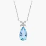 Extraordinary Collection: Pear Cut Aquamarine Flower Pendant In 18k White Gold