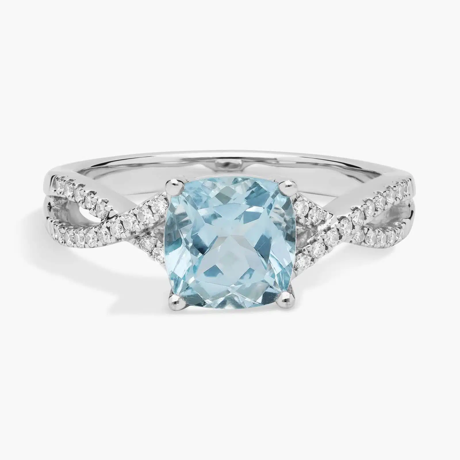 Shop this Aquamarine as Engagement Ring by Blue Nile. Cushion-cut aquamarine and diamonds in 14K white gold. Perfect for unique engagements.