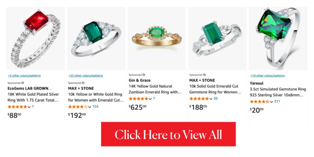 amazon emerald jewelry screenshot