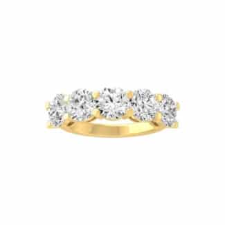 5 Stone Lab Diamond Ring On Amazon for Women. 14K Solid White or Yellow Gold Anniversary Wedding Band Ring, D-E color and VS clarity