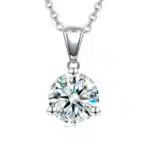 moissanite three prong round tennis necklace