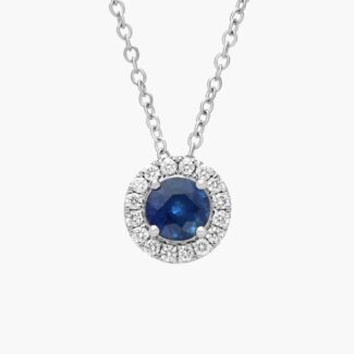 Deep Blue Sapphire Halo Pendant Blue Nile