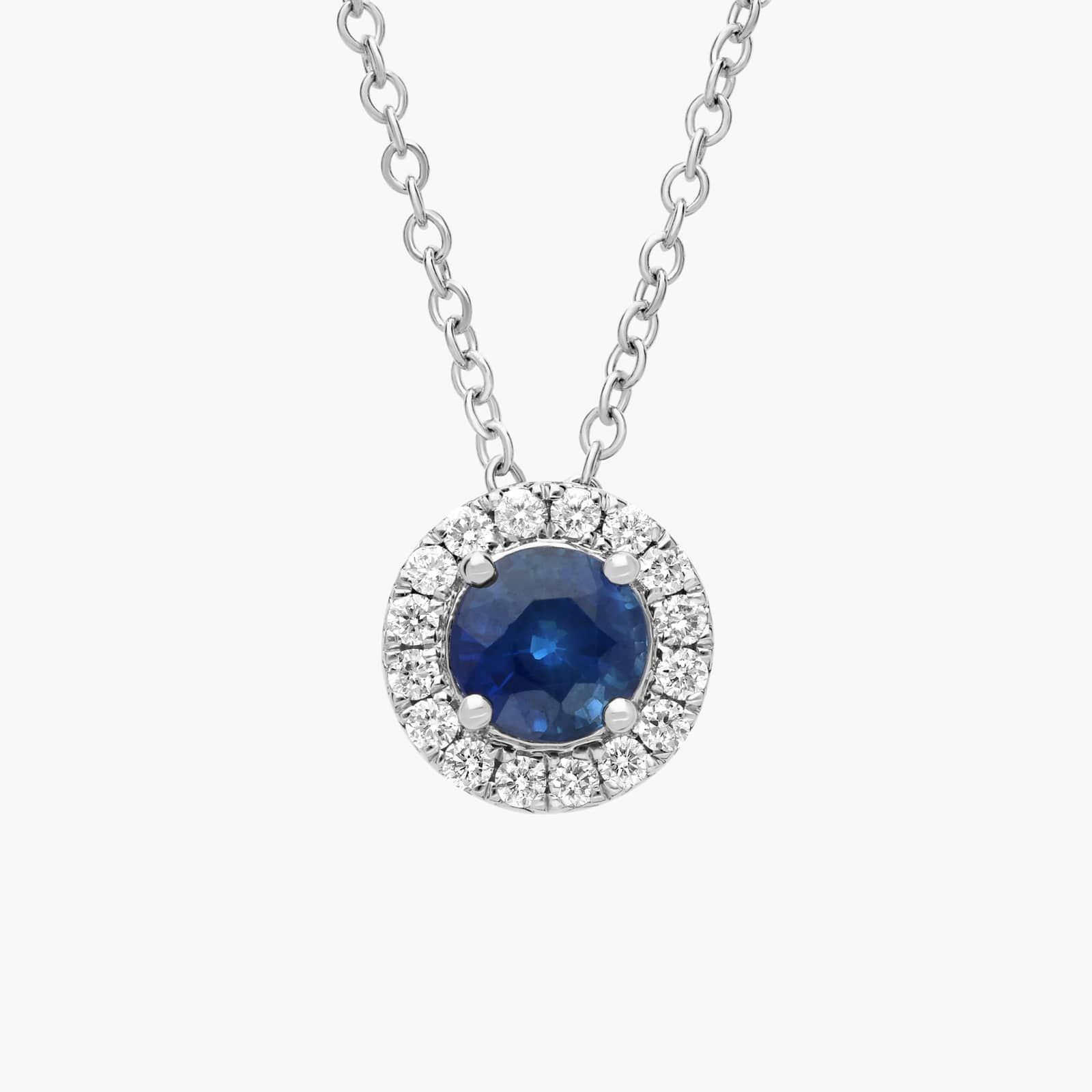 Deep Blue Sapphire Halo Pendant Blue Nile