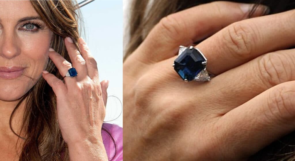 Elizabeth Hurley’s Blue Sapphire Engagement Ring