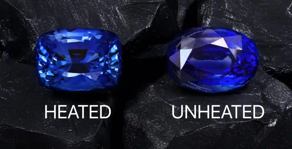 HEATED AND UNHEATED SAPPHIRE SIDE BY SIDE