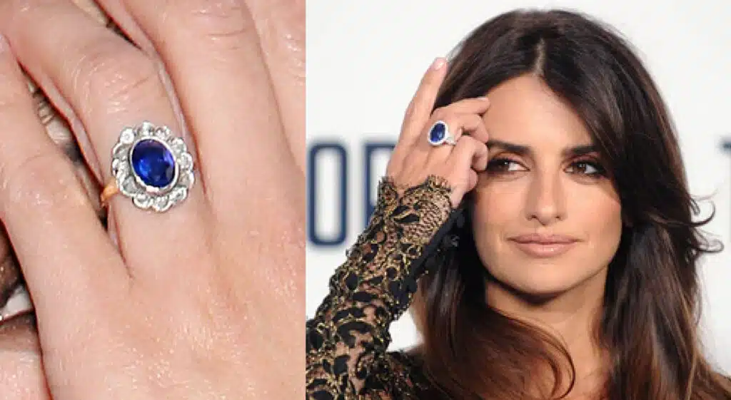 Penelope Cruz sapphire engagement ring