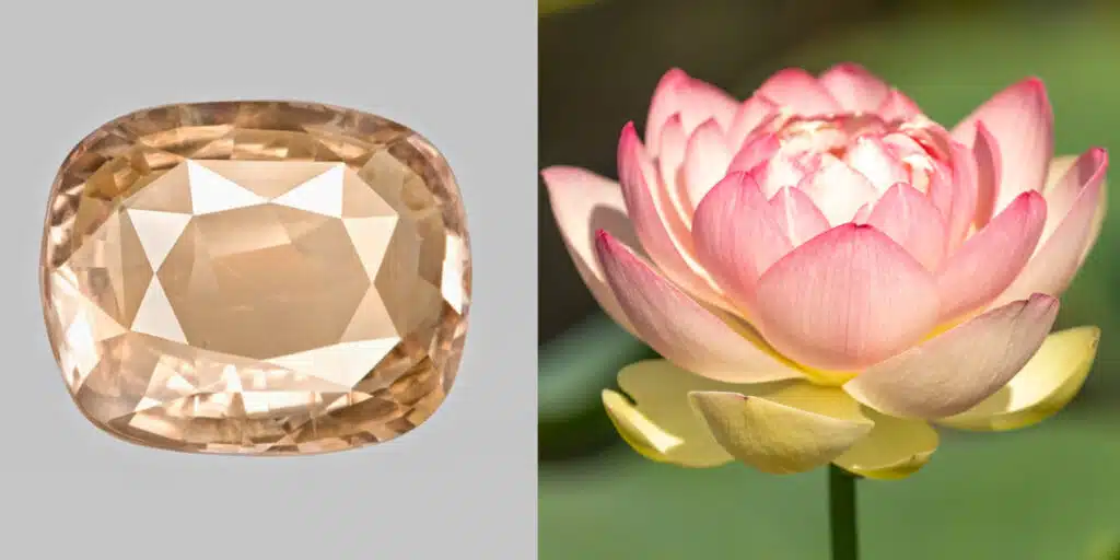 Padparadscha Sapphires AND LOTUS FLOWER SIDE BY SIDE