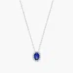 deep blue sapphire halo pendant