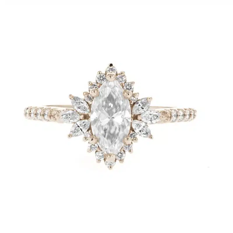 2 CT Center Marquise Cut Moissanite Engagement Ring