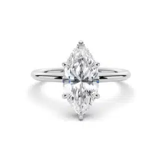 2ct DEW Center Marquise Solitaire Moissanite Engagement Ring with Hidden Halo