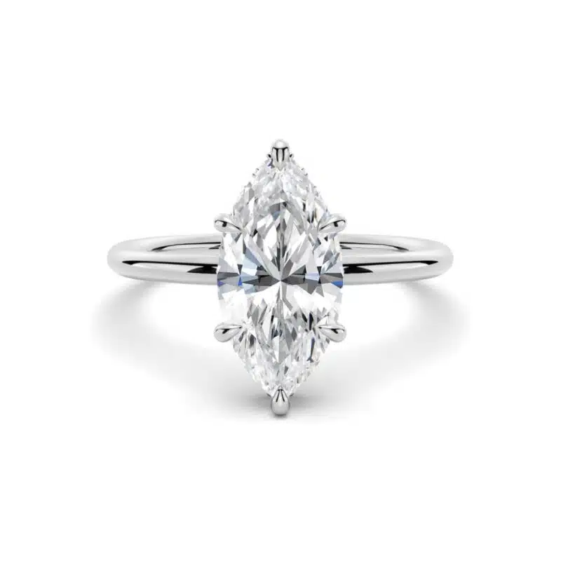 2ct DEW Center Marquise Solitaire Moissanite Engagement Ring with Hidden Halo