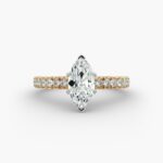 exact lab-grown diamond copy of Selena Gomez's engagement ring, featuring a stunning marquise-cut D color VVS2 stone set in 14K yellow gold from Blue Nile