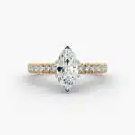 exact lab-grown diamond copy of Selena Gomez's engagement ring, featuring a stunning marquise-cut D color VVS2 stone set in 14K yellow gold from Blue Nile