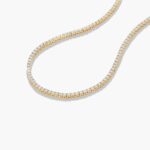 14K yellow gold floating diamond tennis necklace (5.00 CTW) with prong-set lab-grown diamonds on white background