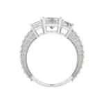 Elegant 18K white gold solitaire ring with 3-stone accents from Clara Pucci. Perfect for bridal, engagement, or statement wear.