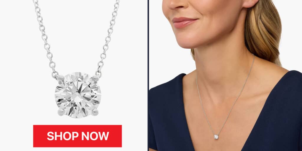 Four Prong Basket Solitaire Lab Grown Floating Diamond Necklace In 14K White Gold (2 Ct. tw. - F-G / VS2-SI1) from blue nile