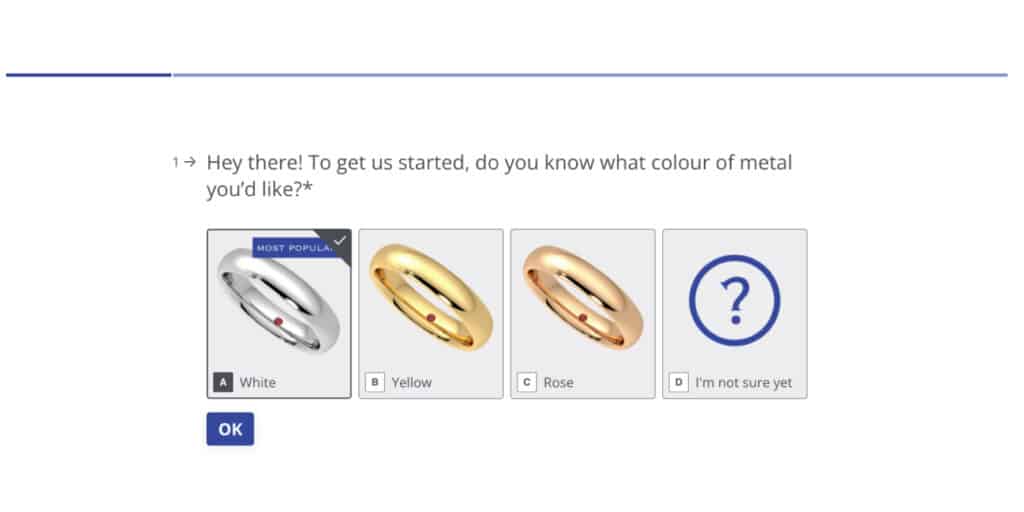 Choose between white, yellow, or rose gold for your custom ring.