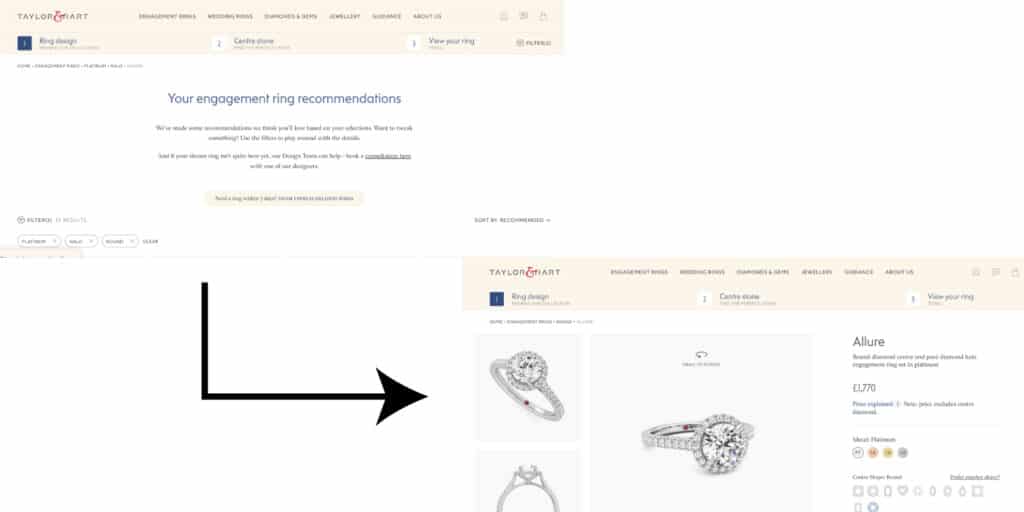 Taylor & Hart recommends ring settings based on your answers.