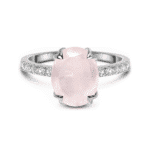 Harlow Rose Quartz & White Topaz Statement Ring in Sterling Silver
