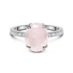 Harlow Rose Quartz & White Topaz Statement Ring in Sterling Silver