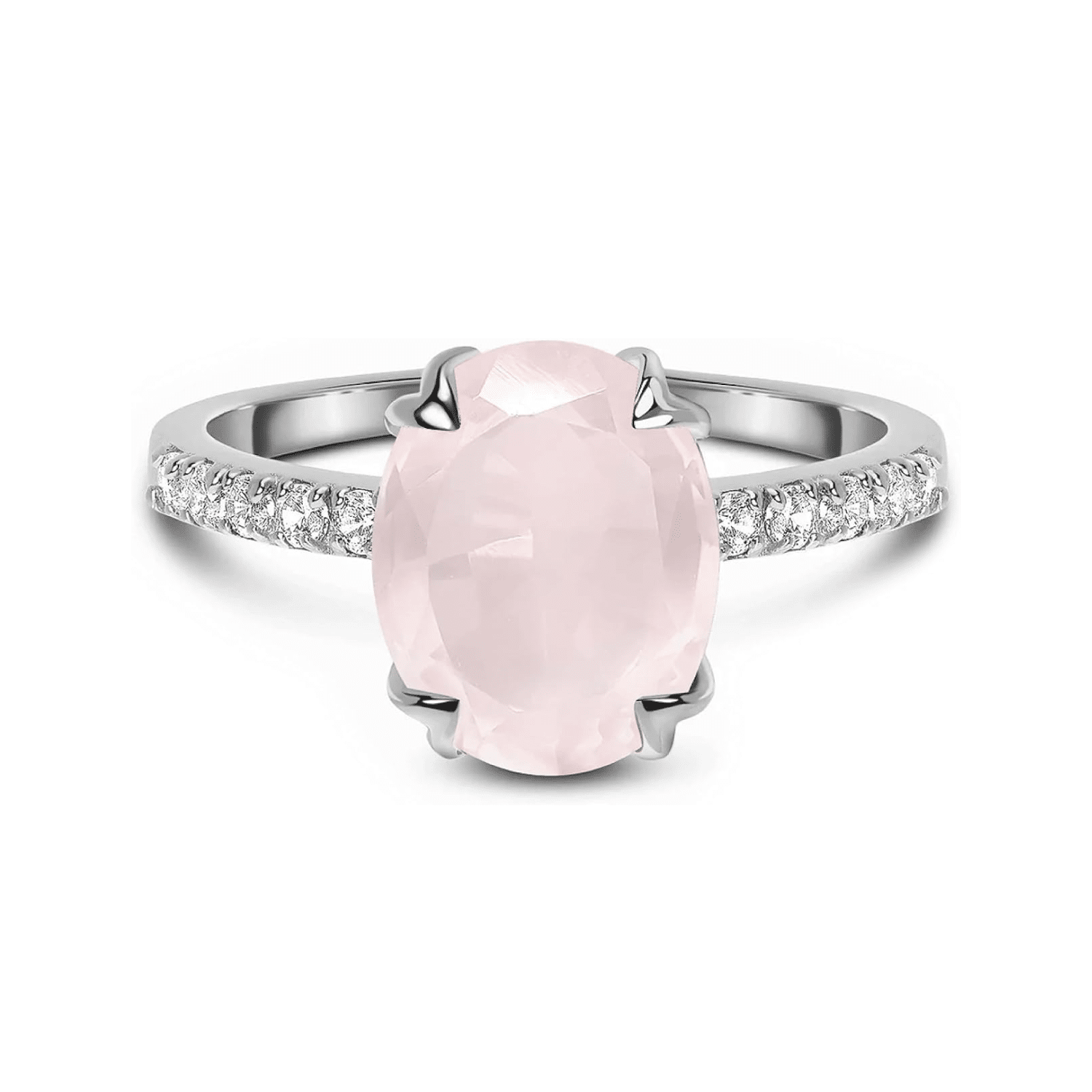 Harlow Rose Quartz & White Topaz Statement Ring in Sterling Silver Harlow Rose Quartz & White Topaz Statement Ring in Sterling Silver