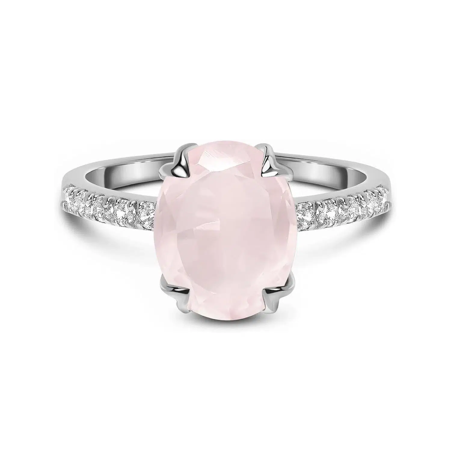 Harlow Rose Quartz & White Topaz Statement Ring in Sterling Silver
