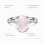 Harlow Rose Quartz & White Topaz Statement Ring in Sterling Silver