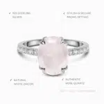 Harlow Rose Quartz & White Topaz Statement Ring in Sterling Silver