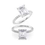 4 Carat Moissanite Ring Emerald Cut 14K Gold & Natural Diamonds