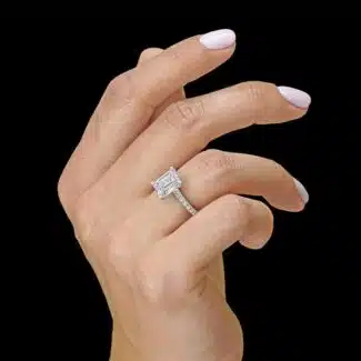 4 Carat Moissanite Ring Emerald Cut 14K Gold & Natural Diamonds