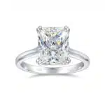 4 Carat Moissanite Ring Radiant Cut 14K White Gold Engagement Ring