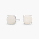 Opal Stud Earrings in 14k White Gold (7mm)
