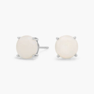 Opal Stud Earrings in 14k White Gold (7mm)