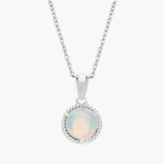Opal Rope Pendant in Sterling Silver (7mm)