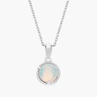 Opal Rope Pendant in Sterling Silver (7mm)