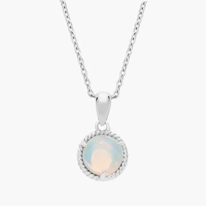 Opal Rope Pendant in Sterling Silver (7mm)