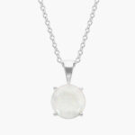 Opal Solitaire Pendant in 14k White Gold (7mm)