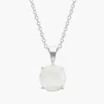 Opal Solitaire Pendant in 14k White Gold (7mm)