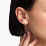 Opal Stud Earrings in 14k White Gold (7mm)