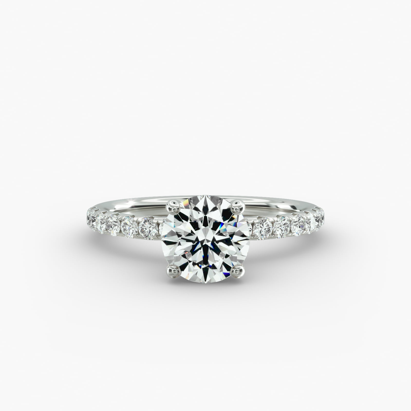 The Crown Pavé hidden halo engagement ring from James Allen in 14k white gold.