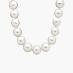 An exquisite 17-inch strand of exceptionally large and luminous South Sea cultured pearls, hand-knotted and secured with an 18k white gold safety clasp.