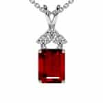 An exceptional AAAA heirloom-quality emerald-cut ruby, crowned by a trio of brilliant G-color diamonds and set in your choice of fine metal.