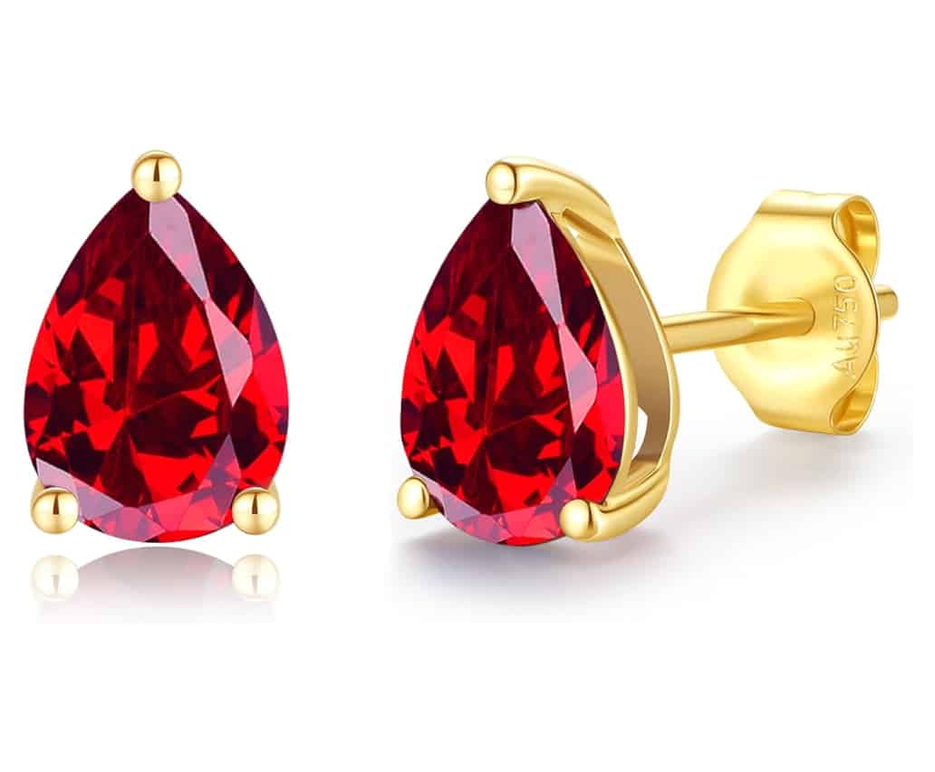 Ruby Pear Shape Stud Earring