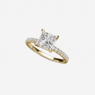 two carat princess cut engagement ring gif image from james allen where the ring is rotating showing 360 view