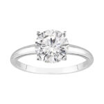 A classic 4-prong solitaire lab-grown diamond engagement ring, showcasing its IGI-certified round brilliant cut diamond in a 14k white gold setting on a plain background.